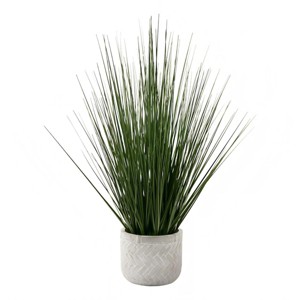 GlasFlength Artificial Plants Small Fake Plants Artificial Grass Plants Faux Plants for Indoor Home Table Decor, Green, 14"*14"*20.5" - 1 of 4