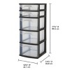 Plastic 5-Drawer Tower, Black with Clear Drawers, Adult - 3 of 4