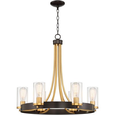Stiffel Ferrers 26" Dark Bronze and Gold 6-Light Chandelier