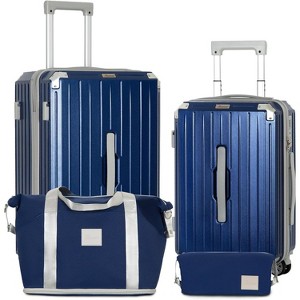 Romswi 4 Piece Carry-On Luggage Set, 20" 28" Lightweight Suitcase with TSA Lock, Cup Holder, and Duffel Bag – Spinner Wheels Travel Blue Luggage - 1 of 4