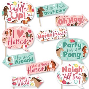 Big Dot of Happiness Funny Run Wild Horses - Pony Birthday Party Photo Booth Props Kit - 10 Piece - 1 of 4