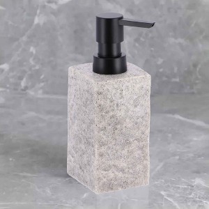Evideco French Home Goods Modern Square Resin Soap & Lotion Dispenser - 9 fl oz, Stone Effect Design - 1 of 4