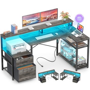 Besiost 57-In L Shaped Computer Desk with Charging Station for Home Office - 1 of 4