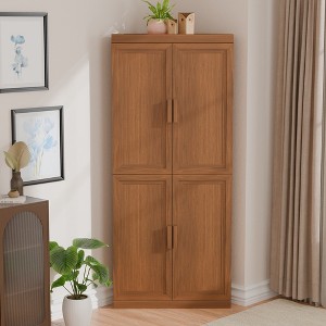 MAYEERTY Modern 4 Doors Utility Storage Cabinets Efficient Storage for Living Room Dining Room Bedroom Beige 2 Piece - 1 of 4