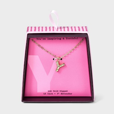 14K Gold Dipped Twisted Bubble Initial Necklace - A New Day™ Gold