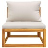 vidaXL Solid Acacia Wood Patio Middle Sofa with Light Gray Cushions - Modular Design, Comfortable Seating, Easy Assembly - 4 of 4