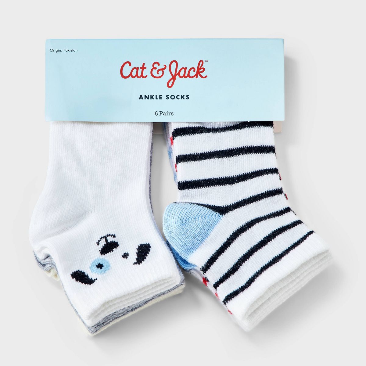 Toddler 6pk Puppy Striped Socks - Cat & Jack™ - thumbnail 2