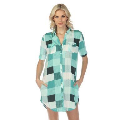 green plaid dress women Women's Red And Green Plaid Short Dress With Collar 1X main image 1