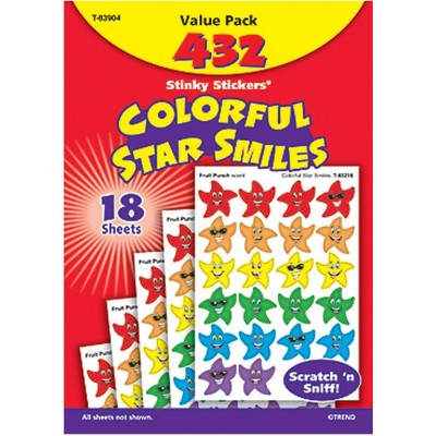 Trend Enterprises Stinky Sticker Colorful Star Smiles Scratch n Sniff Stickers, pk of 432