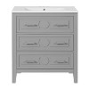 Grungis Bathroom Vanity with Ceramic Sink Combo,Freestanding Single Vanity Set with 3 Drawers,Bathroom Storage Cabinet with Wood Frame - 4 of 4