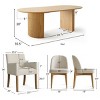 7-piece Dining Room Table Set, Oak Oval Table with 6 Linen Fabric Dining Chair and 2 Captain's Chair with Solid Wood Legs, Dining Room- Maison Boucle - 2 of 4