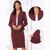 INSPIRE CHIC Women's Long Sleeve Collarless Peplum Blazer and Pencil Skirts Suit Set 2 Pcs - 2 of 4