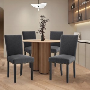 Set of 2 Accent Chairs, Upholstered Fabric Dining Room Chairs with Wooden Legs and Nailhead Trim, for Kitchen and Living Room - 1 of 4