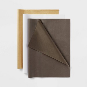 20ct Gold/White/Brown Banded Tissue Paper - Spritz™ - 1 of 3