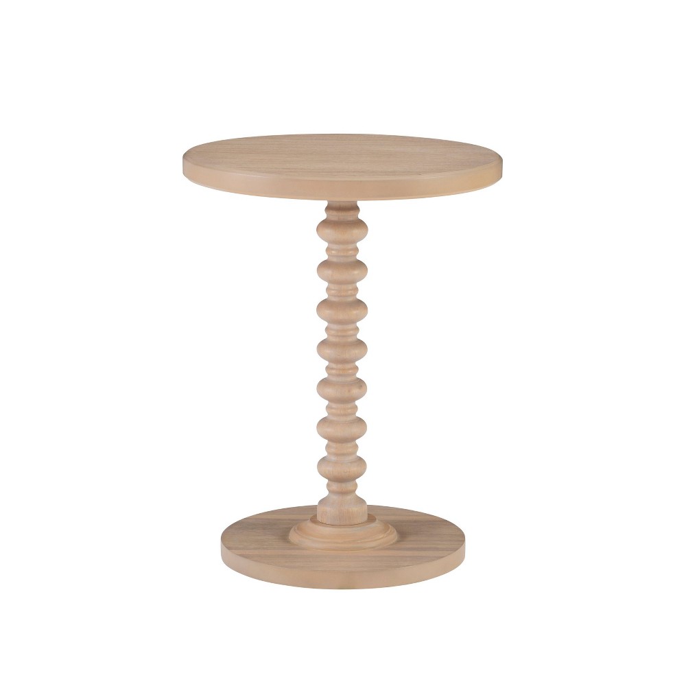 17" Teyla Traditional Round Wood Accent Spindle Table Natural - Powell: Sturdy Pedestal Base, MDF Surface
