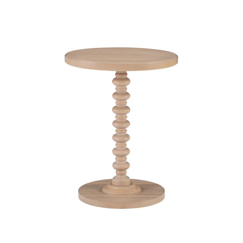 Photos - Coffee Table 17" Teyla Traditional Round Wood Accent Spindle Table Natural - Powell: St