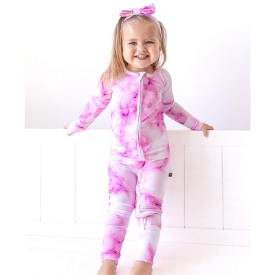 Lev Baby Girls' Viscose from Bamboo Convertible Zipper Romper – Pink Marble Print