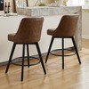 COZONY 26" Counter Height Bar Stools Set of 2, Modern Swivel Bar Stools with Back, Upholstered Seat & Wood Legs for Kitchen Island & Home Bar - 3 of 4