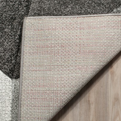 Light Grey and Charcoal Geometric Synthetic Area Rug