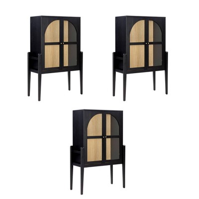 Nathan James Set of 3 Shadow Storage Cabinet Black