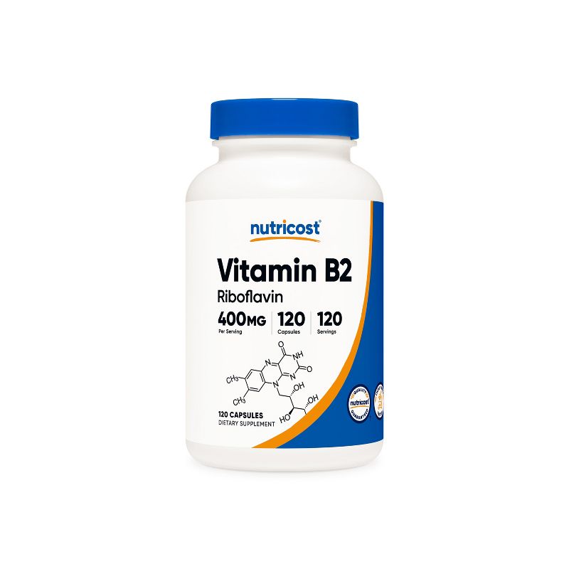 Nutricost Vitamin B2 (Riboflavin) (120 Capsules / 400 mg Riboflavin Per Serving) | Vitamin B2 Riboflavin Supplement - Gluten Free, Non-GMO, 1 of 6