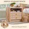 SinCiDo Nightstand with Charging Station, Mid Century Modern End Table with 2 Drawers & Open Shelf, Wood Bedside with Diamond Panel Decor - 4 of 4