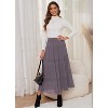 Women's 2025 Boho Chiffon Maxi Skirt - Flowy Pleated A-Line Long Skirt with Elastic Waist Grayish Purple - 3 of 4