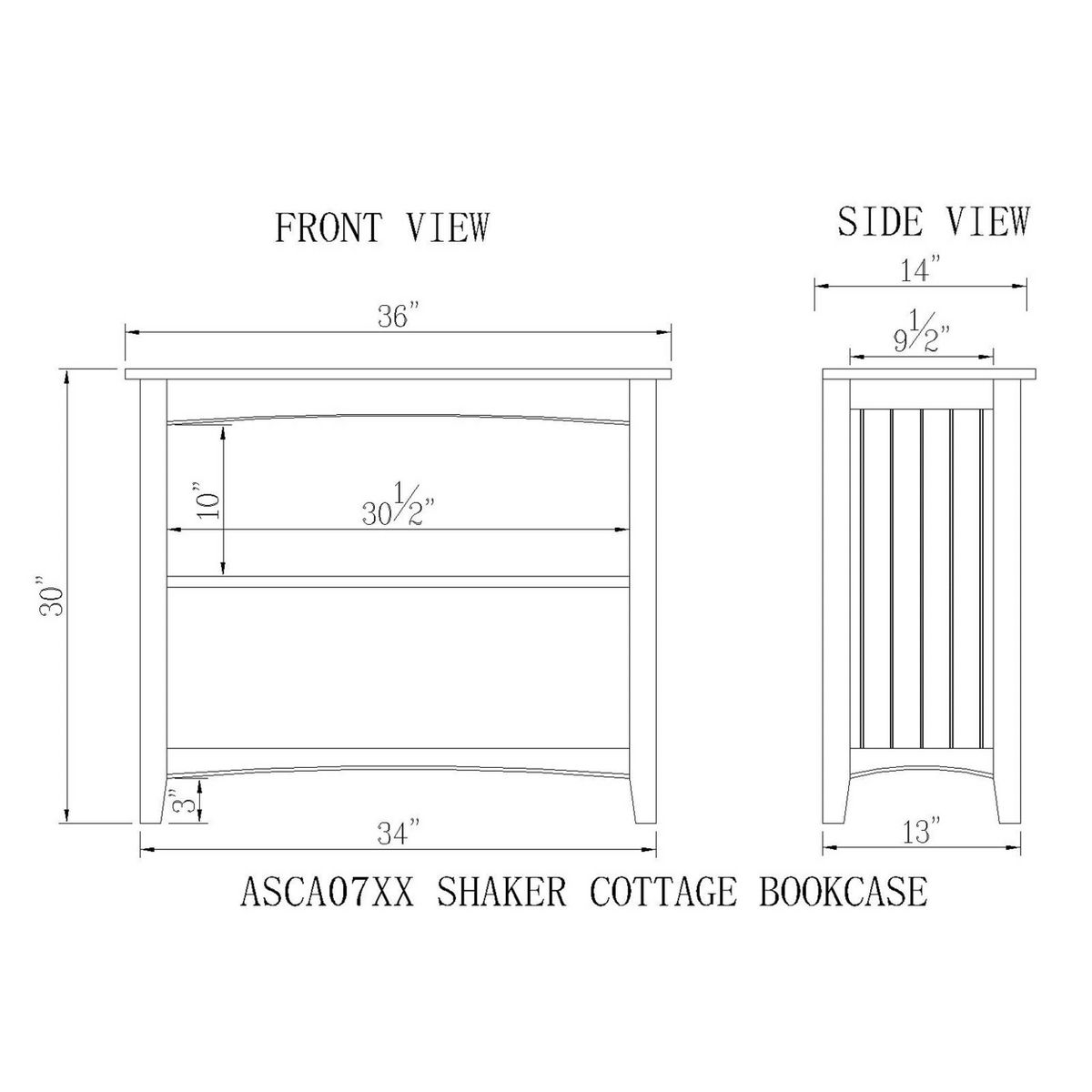 30" 2 shelf Bookshelf Hardwood Cherry - Alaterre Furniture: Mid-Century Modern, Fixed Shelves, Metal Hardware - thumbnail 4