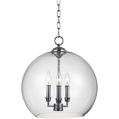 Feiss Lawler 16" Wide Clear Glass Orb 3-Light Pendant