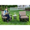 ALAULM 3 Piece Patio Outdoor Aluminum Metal Swivel Rocking Chairs with 1 Coffee Table - 2 of 4