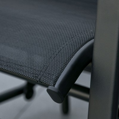 Black Steel 2-Person Outdoor Glider Chairs with Coffee Table