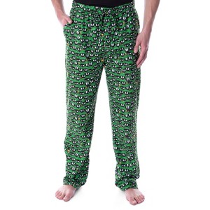 Looney Tunes Men's Marvin The Martian Allover Character Head Pajama Pants Green - 1 of 4