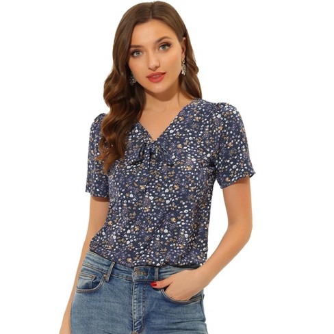 v neck bow tie blouse