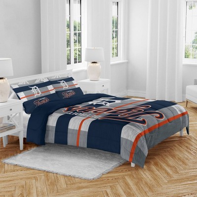 MLB Detroit Tigers Heathered Stripe Queen Bedding Set in a Bag - 3pc