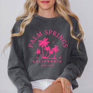 Simply Sage Market Women's  Garment Dyed Graphic Sweatshirt Palm Springs Palm Trees - 1 of 4