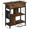 End Table with Charging Station, Flip Top Side Table, 3 Tier Small Sofa Couch Table with USB Ports and Outlets, Bedside Table with Shelves - 4 of 4