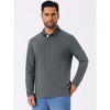 INSPIRE CHIC Men's Contrast Button Collared Pocket Long Sleeves Golf Polo T-Shirts - 4 of 4