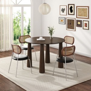 PexFix 45" Round Dining Table Kitchen Table for 4 with Arc-Shaped Edge Top and 4 Tapered Legs for Living Room Dining Room Coffee Office Sturdy Walnut - 1 of 4