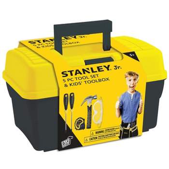 Red Tool Box Stanley Jr. 5 Piece Tool Set & Toolbox | Real Tools for Kids