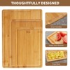 Bamboo Cutting Board Set - 3 Cutting Boards,Maximum Cutting Board With Compartments,Carving Board Turkey With Inner Handles & Juice Grooves - 4 of 4