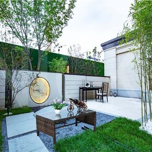 Outdoor Wicker Coffee Table, Rattan Side Table with Tempered Glass Top, Patio Furniture Garden Coffee Table for Balcony Garden Backyard Poolside - 1 of 4