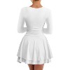 Long Sleeve Corset Mini Dress with Square Neck & Ruffle Hem, Ruched Waist Party Dress for Night Out, Cocktail, Dinner Date White - 2 of 4