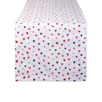 72 x14  Confetti Hearts Print Table Runner Pink - Design Imports