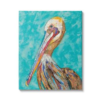 Stupell Industries Bold Pelican Bird with Pattern Gallery Wrapped Canvas Wall Art