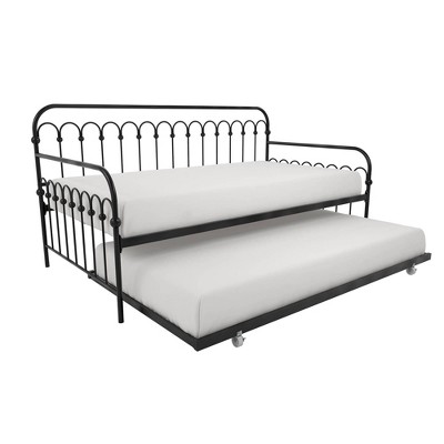 Twin Bright Pop Metal Daybed with Roll Out Trundle Black - Novogratz