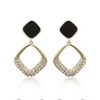 Elegant Minimalist Black Square Earrings - Trendy Geometric Diamond Embellished Alloy Earrings - 4 of 4