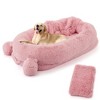 Human Dog Bed for Adults, Human Size Dog Bed Fits You and Pets, Washable Faux Fur Napping Orthopedic Dog Bed with Blanket & 2 Side Pockets - 3 of 4