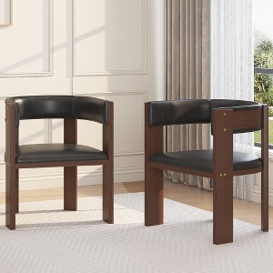 Upholstered Dining Chairs, Modern Fabric Dining Room Kitchen Side Chair with Padded Seat and Wood Legs - 1 of 4