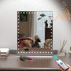 HOMLUX Music Makeup Mirror - Adjustable LED, Bluetooth Speaker, 10X Magnification, Smart Touch - 1 of 4