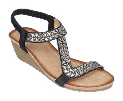 GC Shoes Dua Embellished Slingback Wedge Sandals